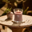 WoodWick Medium Hourglass Scented Candle, Crackles as it Burns, Patchouli Creme, 9.7oz