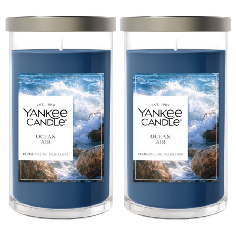 Yankee Candle Medium Pillar Scented Candle, Ocean Air, 14.25 oz (2-Pack)
