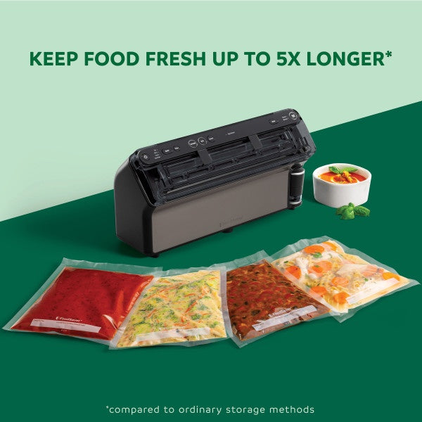 FoodSaver Elite All-in-One Liquid+ Vacuum Sealer with Bags, Rolls, and Accessories, Dark Stainless Steel