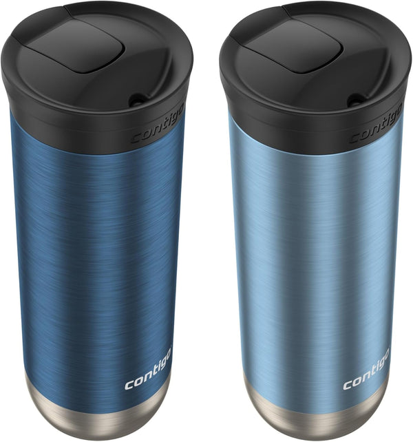 Contigo Byron 2.0 Stainless Steel Travel Mug with SNAPSEAL™ Lid and Grip, Blueberry & Glacier, 20 oz (Pack of 2)