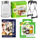 Ball Glass Mason Jar Canning Starter Kit, Regular Mouth, Quart Size, 32 OZ with Lids, Dissolvable Labels, Jar Lifter and Recipe Book