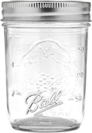 Ball Glass Mason Jar Canning Starter Kit, Regular Mouth, Pint Size, 16 OZ with Lids, Dissolvable Labels, Jar Lifter and Recipe Book