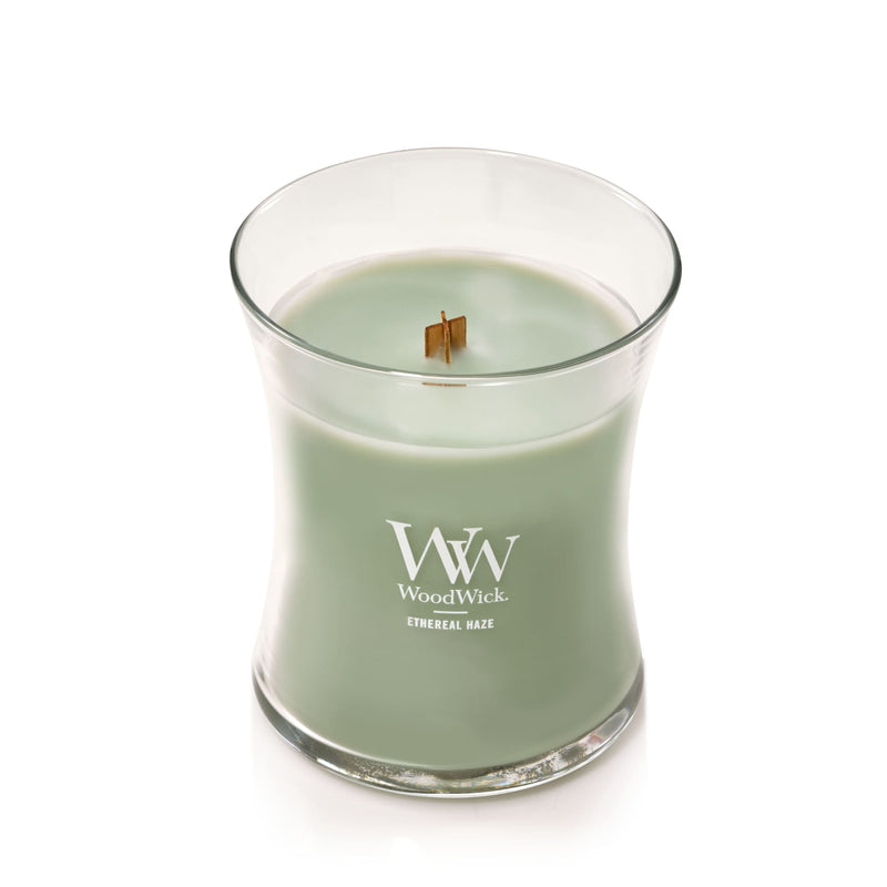 WoodWick Medium Hourglass Scented Candle, Crackles as it Burns, Ethereal Haze, 9.7oz