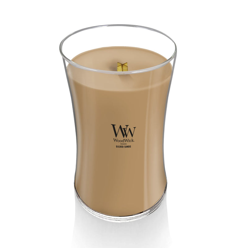 WoodWick Large Hourglass Scented Candle, Crackles as it Burns, Gilded Sands, 21oz