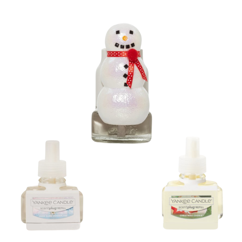 Yankee Candle Scent plug Diffuser Snowman With Light, Scent Plug Refill Snow Globe Wonderland and Christmas Cookie