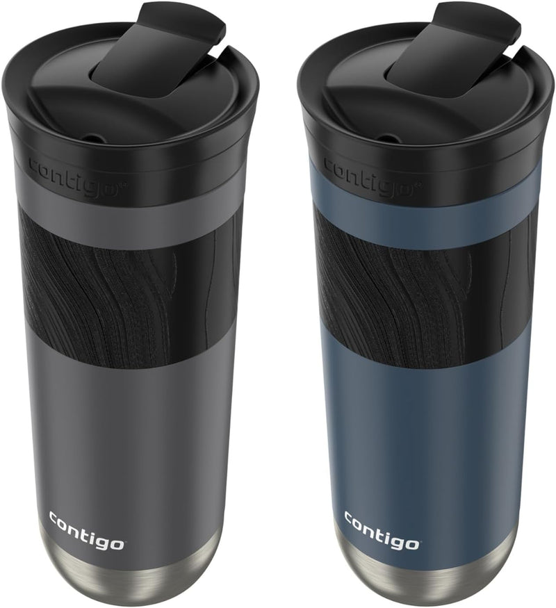 Contigo Byron 2.0 Stainless Steel Travel Mug with SNAPSEAL™ Lid and Grip, Sake & Blueberry, 20 oz (Pack of 2)