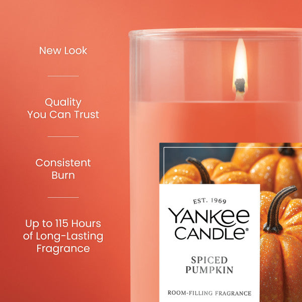 Yankee Candle Medium Pillar Scented Candle, Spiced Pumpkin, 14.25 oz (2-Pack)