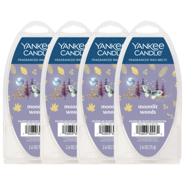 Yankee Candle Moonlit Woods Fragranced Wax Melts, 6 Wax Spheres per Package, Pack of 4 (24 Cubes Total)