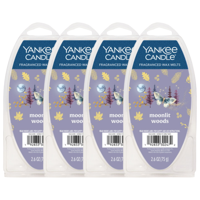 Yankee Candle Moonlit Woods Fragranced Wax Melts, 6 Wax Spheres per Package, Pack of 4 (24 Cubes Total)