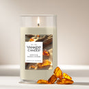 Yankee Candle Medium Pillar Scented Candle, Amber & Sandalwood, 14.25 oz (2-Pack)