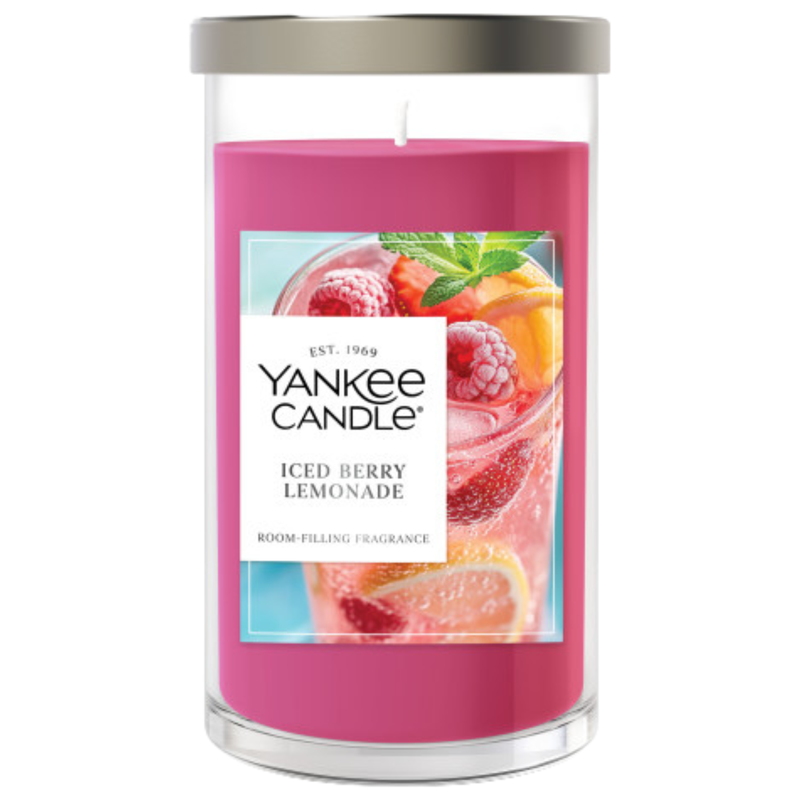 Yankee Candle Medium Pillar Scented Candle, Iced Berry Lemonade, 14.25 oz (2-Pack)