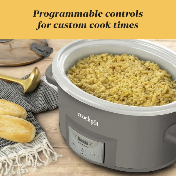 Crock-Pot Programmable 7-Quart Cook & Carry Slow Cooker, Grey, 1 CT