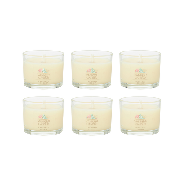 Yankee Candle Signature Votive Mini Candle Jar, Christmas Cookie Scent, Natural Soy Wax Blend Candle with Natural Fiber Wick, 1.3 OZ Glass Jar (Pack of 6)