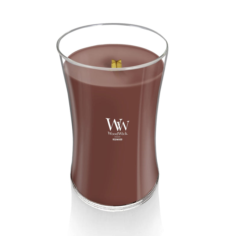 WoodWick Large Hourglass Scented Candle, Crackles as it Burns, Redwood, 21oz