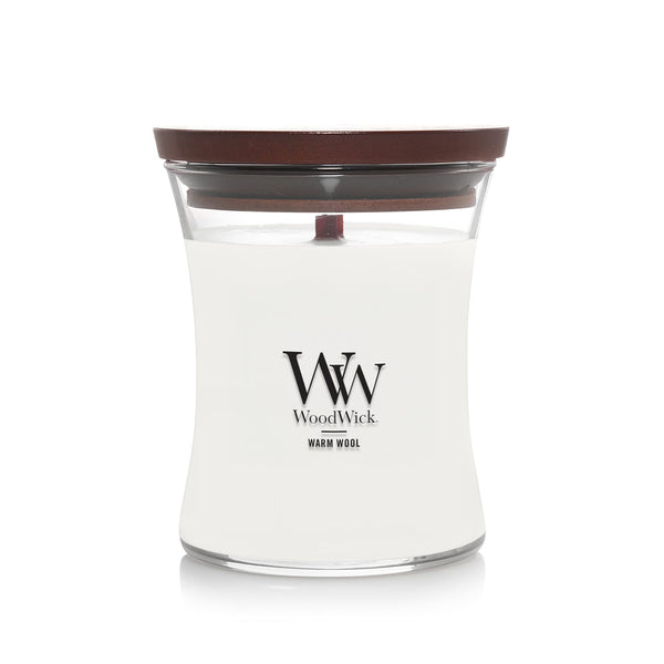 WoodWick Medium Hourglass Scented Candle, Crackles as it Burns, Warm Wool, 9.7oz