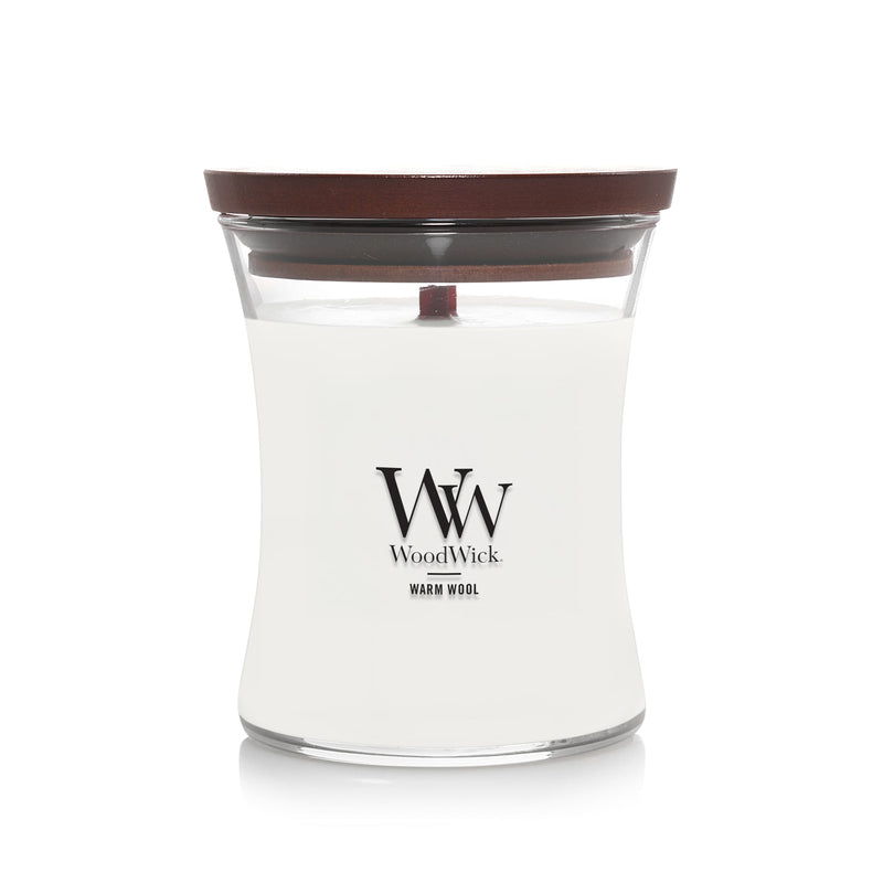 WoodWick Medium Hourglass Scented Candle, Crackles as it Burns, Warm Wool, 9.7oz