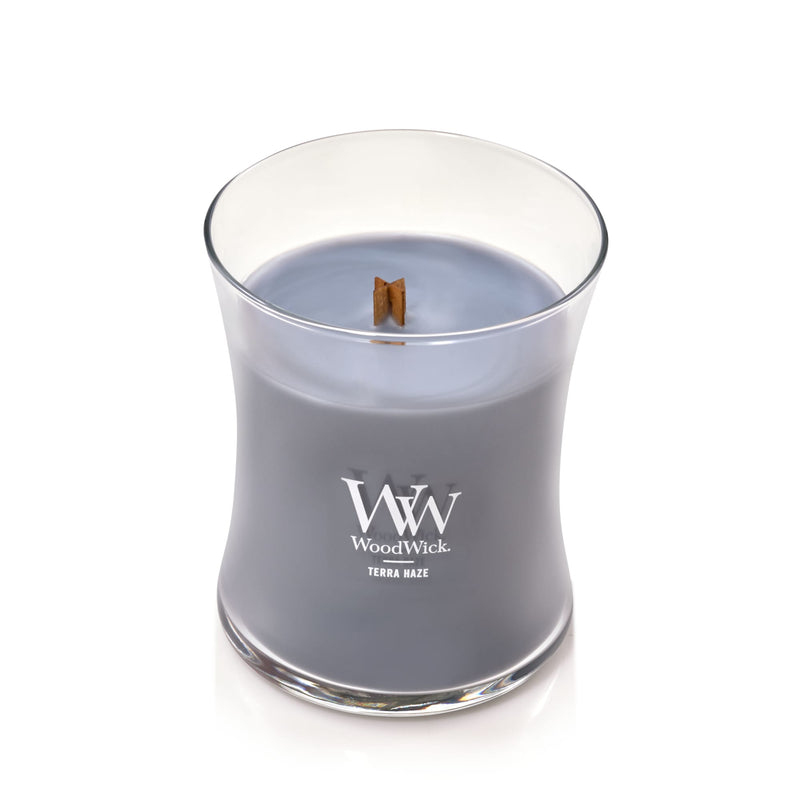 WoodWick Medium Hourglass Scented Candle, Crackles as it Burns, Terra Haze, 9.7oz