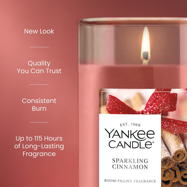Yankee Candle Medium Pillar Scented Candle, Sparkling Cinnamon, 14.25 oz, 2-Pack