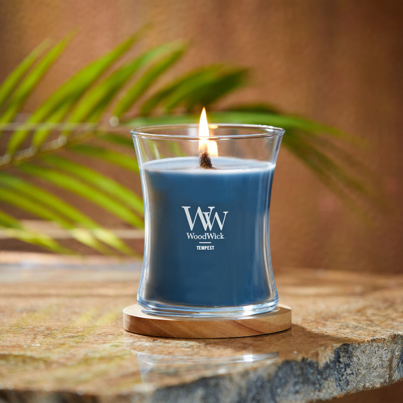WoodWick Medium Hourglass Scented Candle, Crackles as it Burns, Tempest, 9.7oz