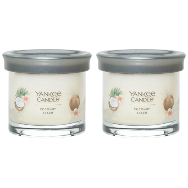 Yankee Candle Small Tumbler Scented Single Wick Jar Candle, Coconut Beach, Over 20 Hours of Burn Time, 4.3 Ounce (Pack of 2)