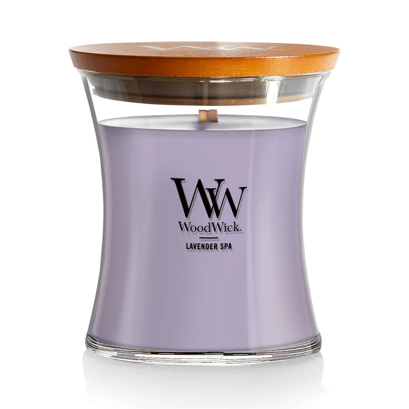 WoodWick Medium Hourglass Scented Candle, Crackles as it Burns, Lavender Spa, 9.7oz