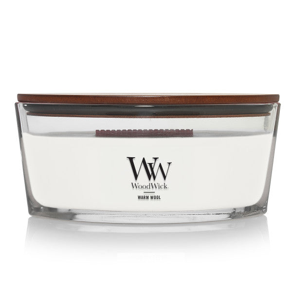 WoodWick Scented Ellipse Candle, Crackles as it Burns, Warm Wool, 16oz
