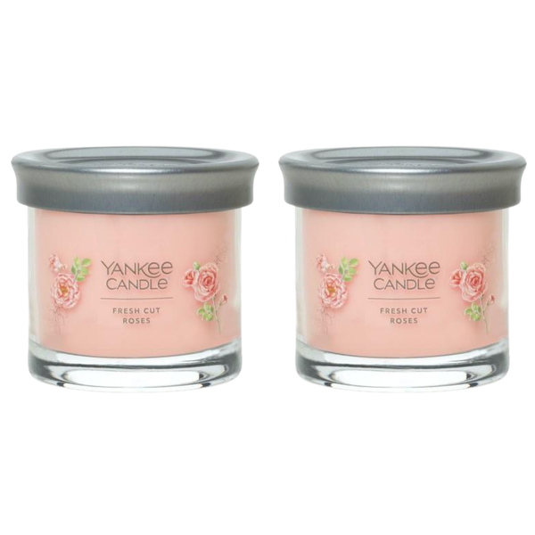 Yankee Candle Small Tumbler Scented Single Wick Jar Candle, Fresh Cut Roses, Over 20 Hours of Burn Time, 4.3 Ounce (Pack of 2)