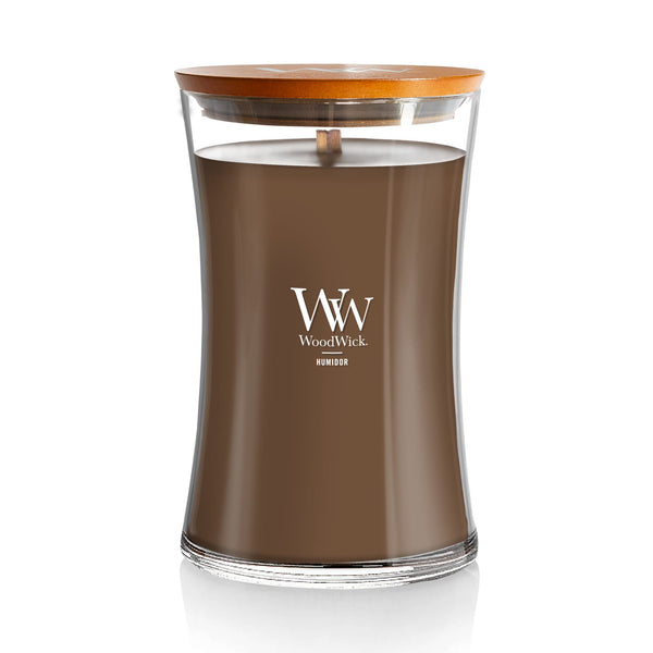 WoodWick Large Hourglass Scented Candle, Crackles as it Burns, Humidor, 21oz