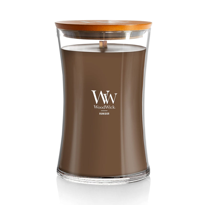 WoodWick Large Hourglass Scented Candle, Crackles as it Burns, Humidor, 21oz