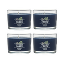 Yankee Candle Signature Votive Mini Candle Jar, Bayside Cedar Scent, Natural Soy Wax Blend Candle with Natural Fiber Wick, 1.3 OZ Glass Jar (Pack of 4)