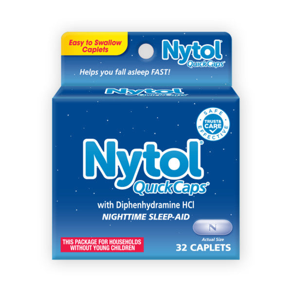 Nytol Nighttime Sleep Aid Quick Caps with Diphenhydramine HCl 25 mg, 32 Caplets