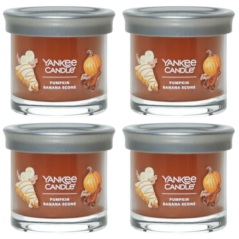 Yankee Candle Small Tumbler Scented Single Wick Jar Candle, Pumpkin Banana Scone, Over 20 Hours of Burn Time, 4.3 Ounce (Pack of 4)