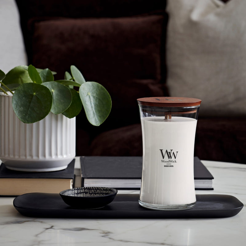 WoodWick Large Hourglass Scented Candle, Crackles as it Burns, Warm Wool, 21oz