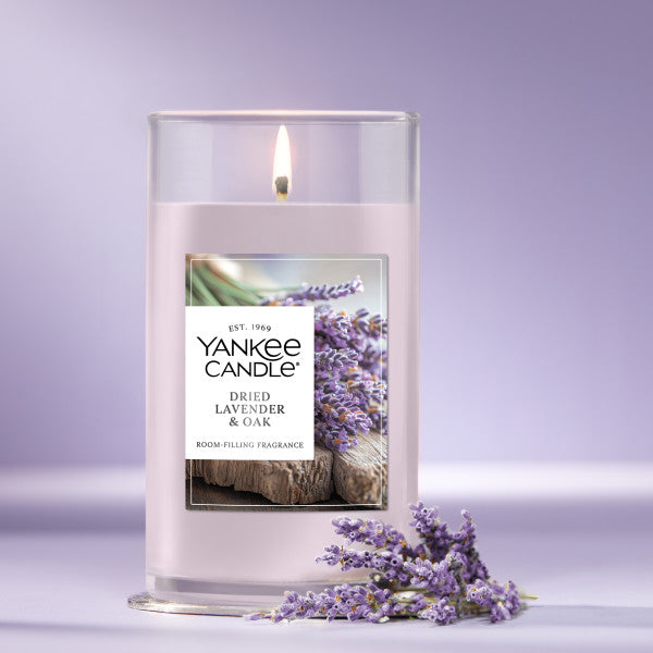 Yankee Candle Medium Pillar Scented Candle, Dried Lavender & Oak, 14.25 oz, 2-Pack