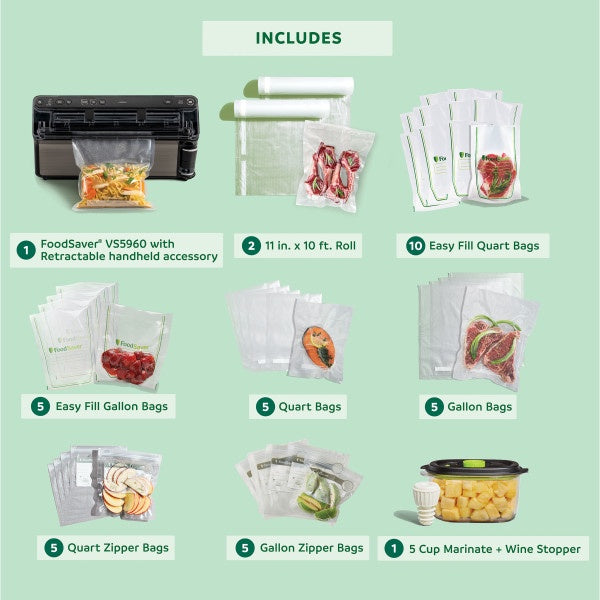 FoodSaver Elite All-in-One Liquid+ Vacuum Sealer with Bags, Rolls, and Accessories, Dark Stainless Steel