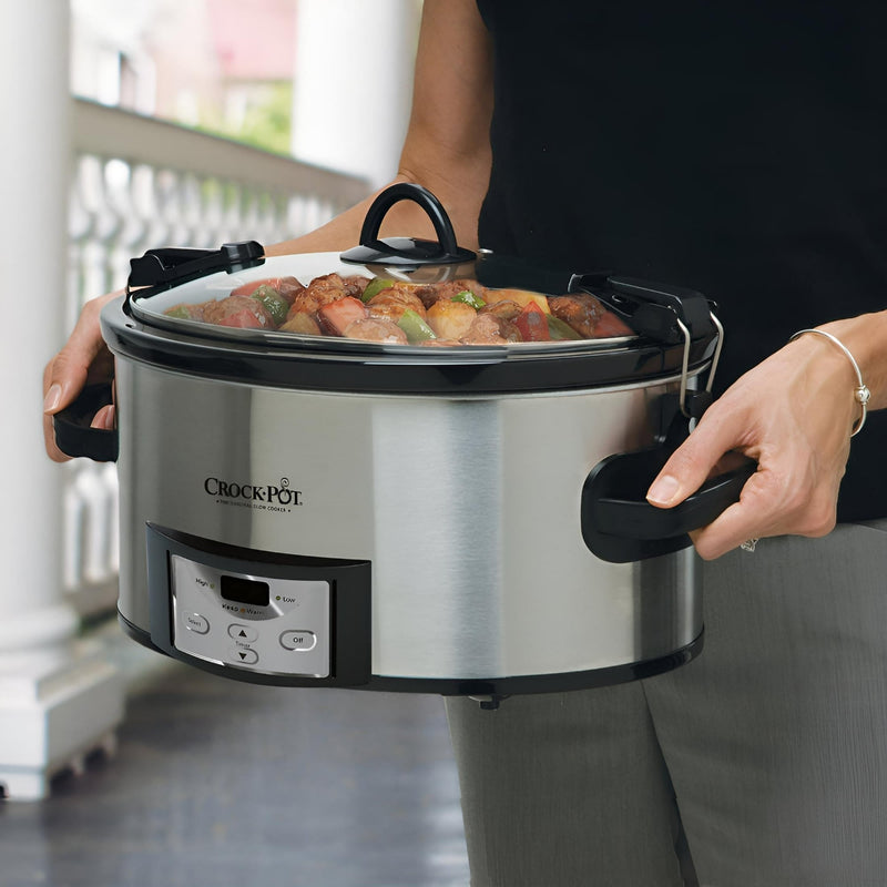 Crock-Pot 7-Quart MyTime Cook & Carry Programmable Slow Cooker, Stainless Steel, 1 CT