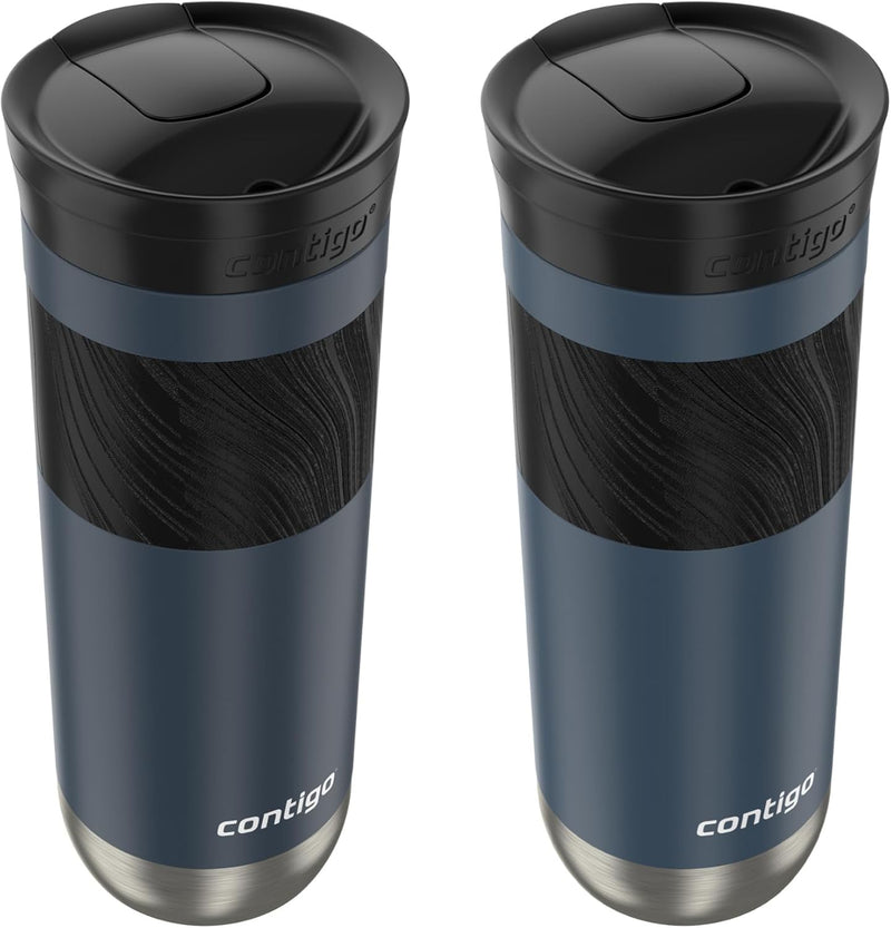 Contigo Byron 2.0 Stainless Steel Travel Mug with SNAPSEAL™ Lid and Grip, Blueberry & Midnight Berry, 20 oz (Pack of 2)