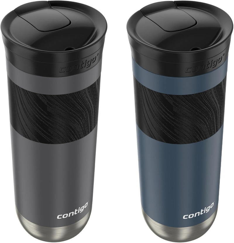 Contigo Byron 2.0 Stainless Steel Travel Mug with SNAPSEAL™ Lid and Grip, Sake & Blueberry, 20 oz (Pack of 2)