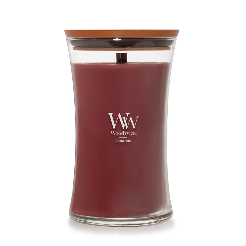 WoodWick Large Hourglass Scented Candle, Crackles as it Burns, Rouge Oud, 21oz