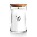 WoodWick Large Hourglass Scented Candle, Crackles as it Burns, White Teak, 21oz