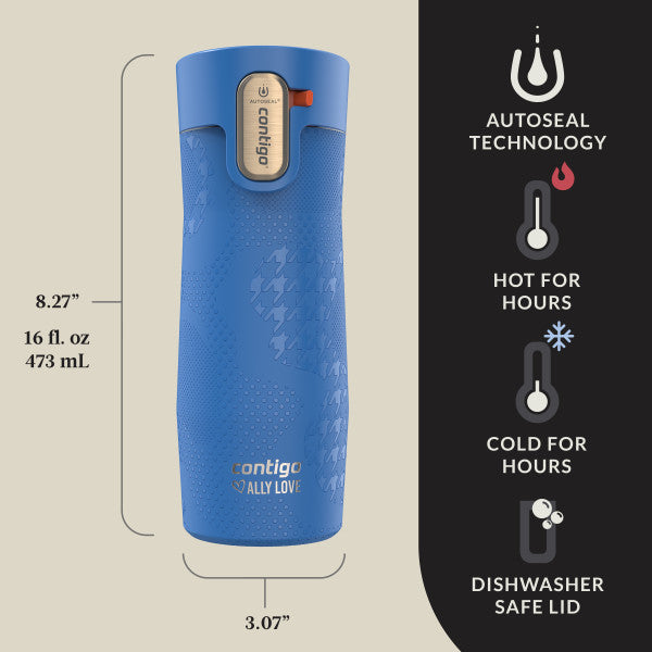 Contigo AUTOSEAL West Loop Vacuum-Insulated Stainless Steel Travel Mug, Easy-Clean Lid, Stellar Jay, 16 OZ