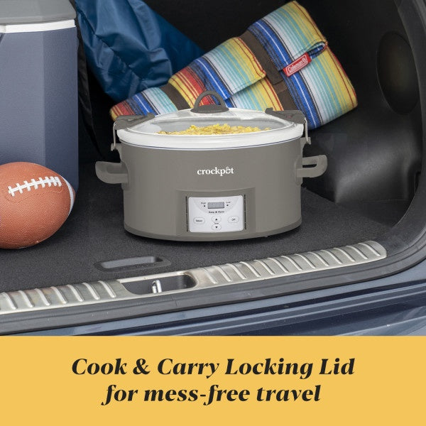 Crock-Pot Programmable 7-Quart Cook & Carry Slow Cooker, Grey, 1 CT