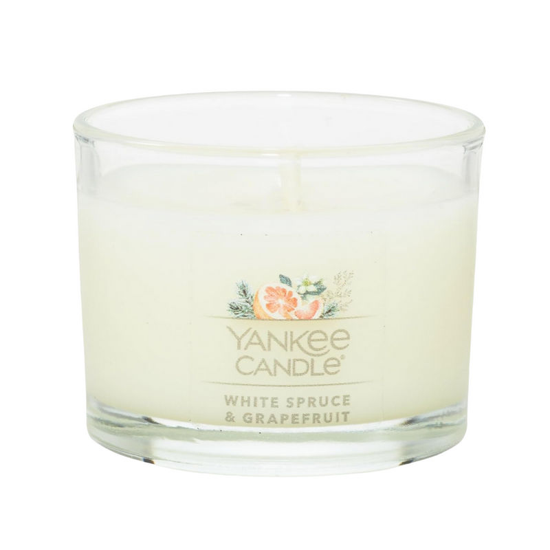 Yankee Candle Signature Votive Mini Candle Jar, White Spruce & Grapefruit Scent, Natural Soy Wax Blend Candle with Natural Fiber Wick, 1.3 OZ Glass Jar (Pack of 4)