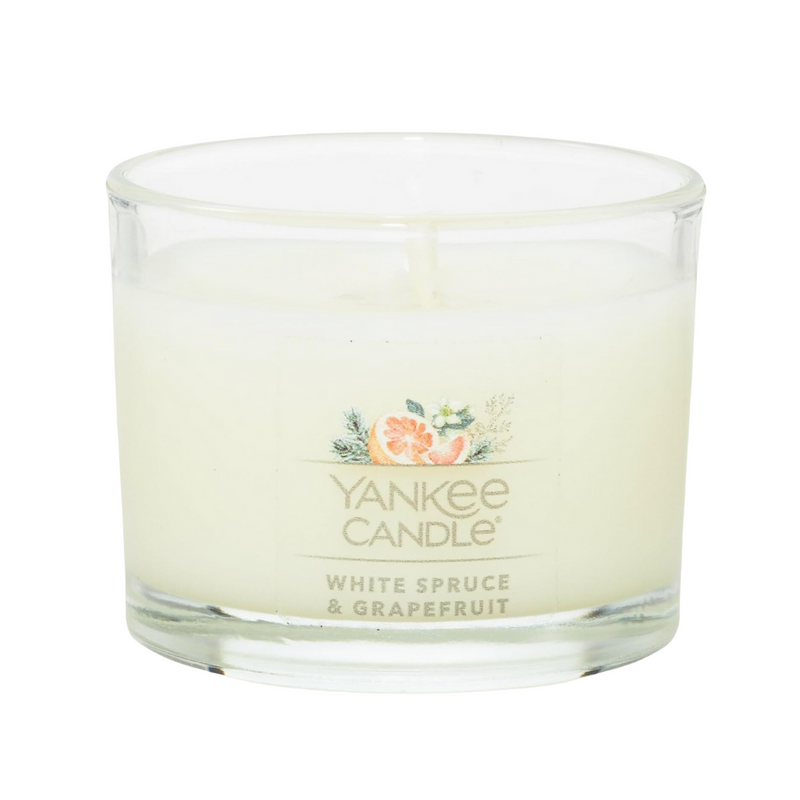 Yankee Candle Signature Votive Mini Candle Jar, White Spruce & Grapefruit Scent, Natural Soy Wax Blend Candle with Natural Fiber Wick, 1.3 OZ Glass Jar (Pack of 12)