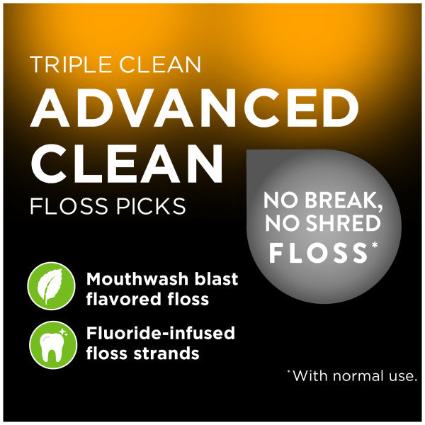 Dentek Floss Picks Triple Clean Floss Picks, Fresh Mint, 75 ct