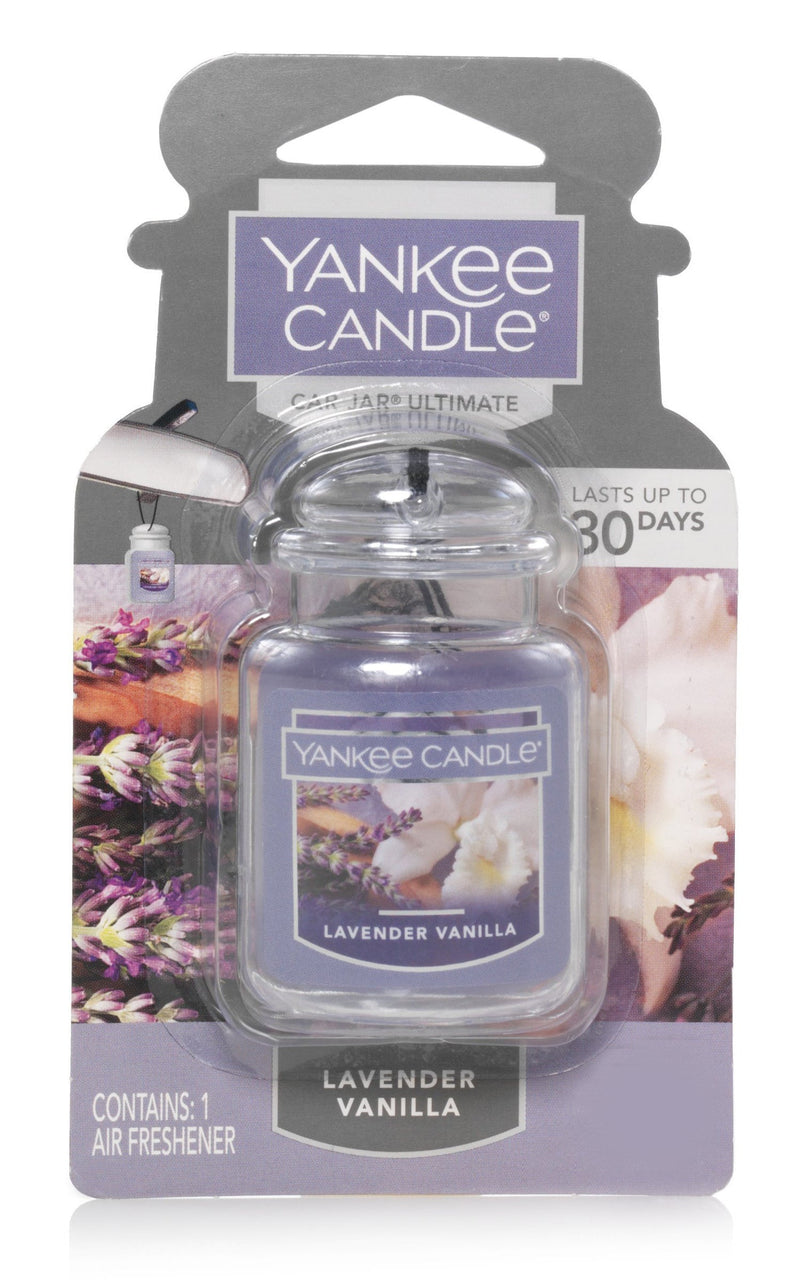 Yankee Candle Car Air Fresheners, Hanging Car Jar Ultimate, Neutralizes Odors Up To 30 Days, Lavender Vanilla, 0.96 OZ (Pack of 12)