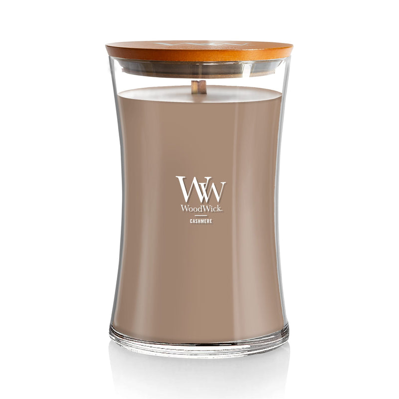 WoodWick Large Hourglass Scented Candle, Crackles as it Burns, Cashmere, 21oz