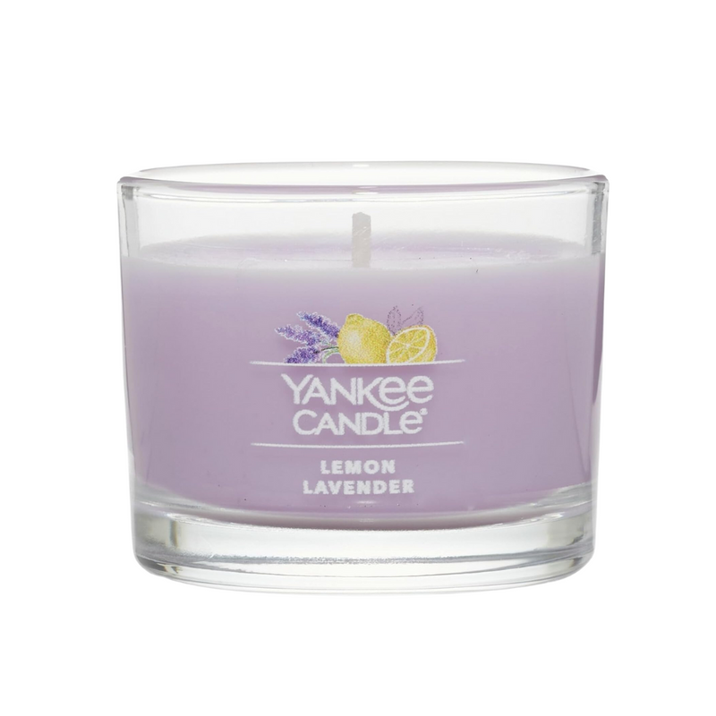 Yankee Candle Signature Votive Mini Candle Jar, Lemon Lavender Scent, Natural Soy Wax Blend Candle with Natural Fiber Wick, 1.3 OZ Glass Jar (Pack of 6)