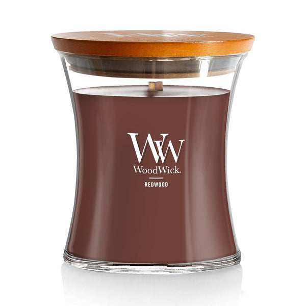 WoodWick Medium Hourglass Scented Candle, Crackles as it Burns, Redwood, 9.7oz