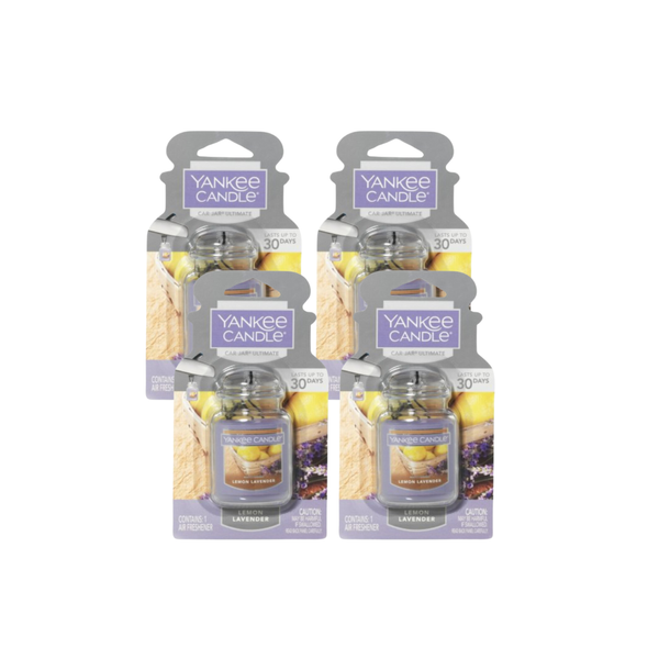 Yankee Candle Car Air Fresheners, Hanging Car Jar Ultimate, Neutralizes Odors Up To 30 Days, Lemon Lavender, 0.96 OZ (Pack of 4)